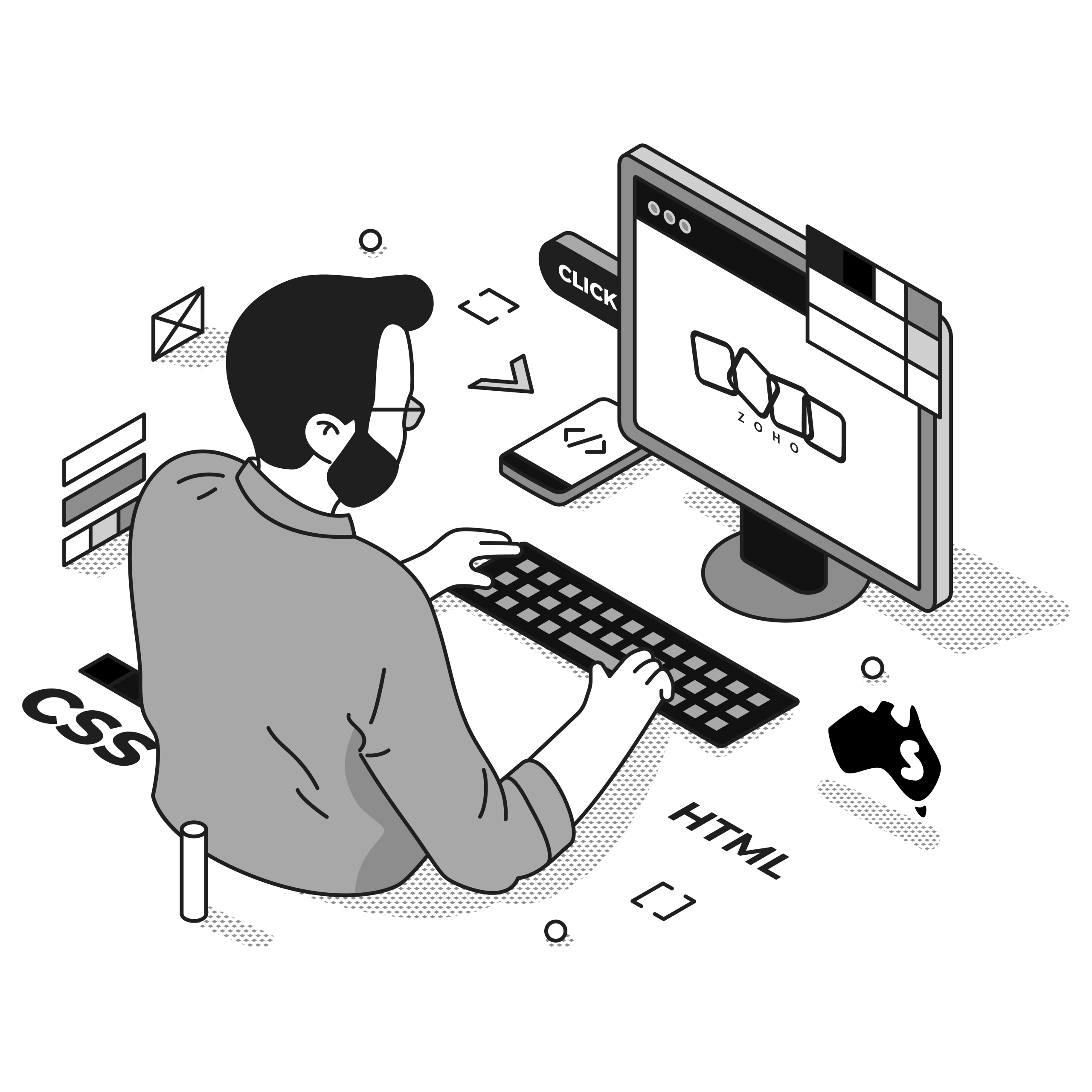 zoho crm consultants illustration black and white