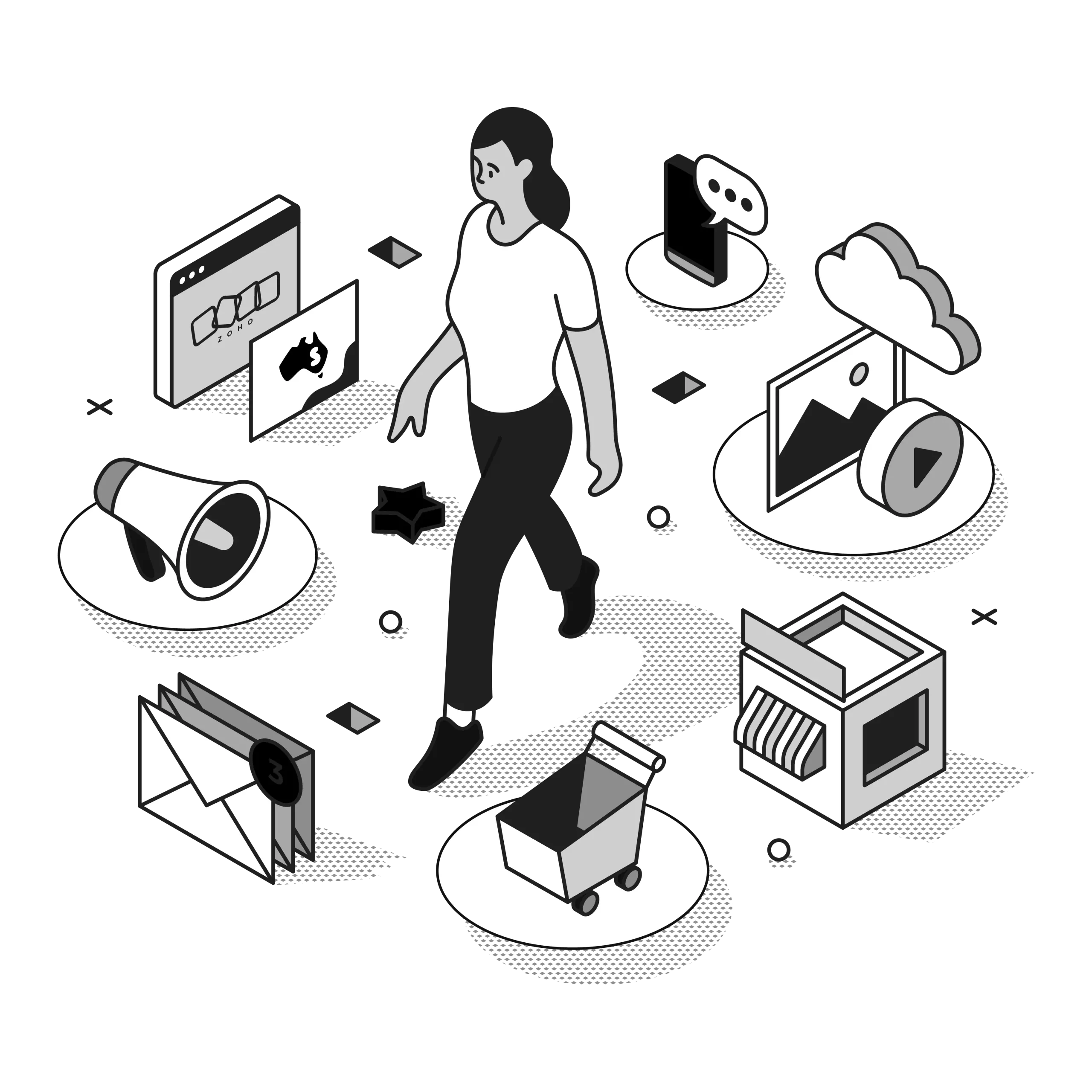 zoho crm phone integration illustration