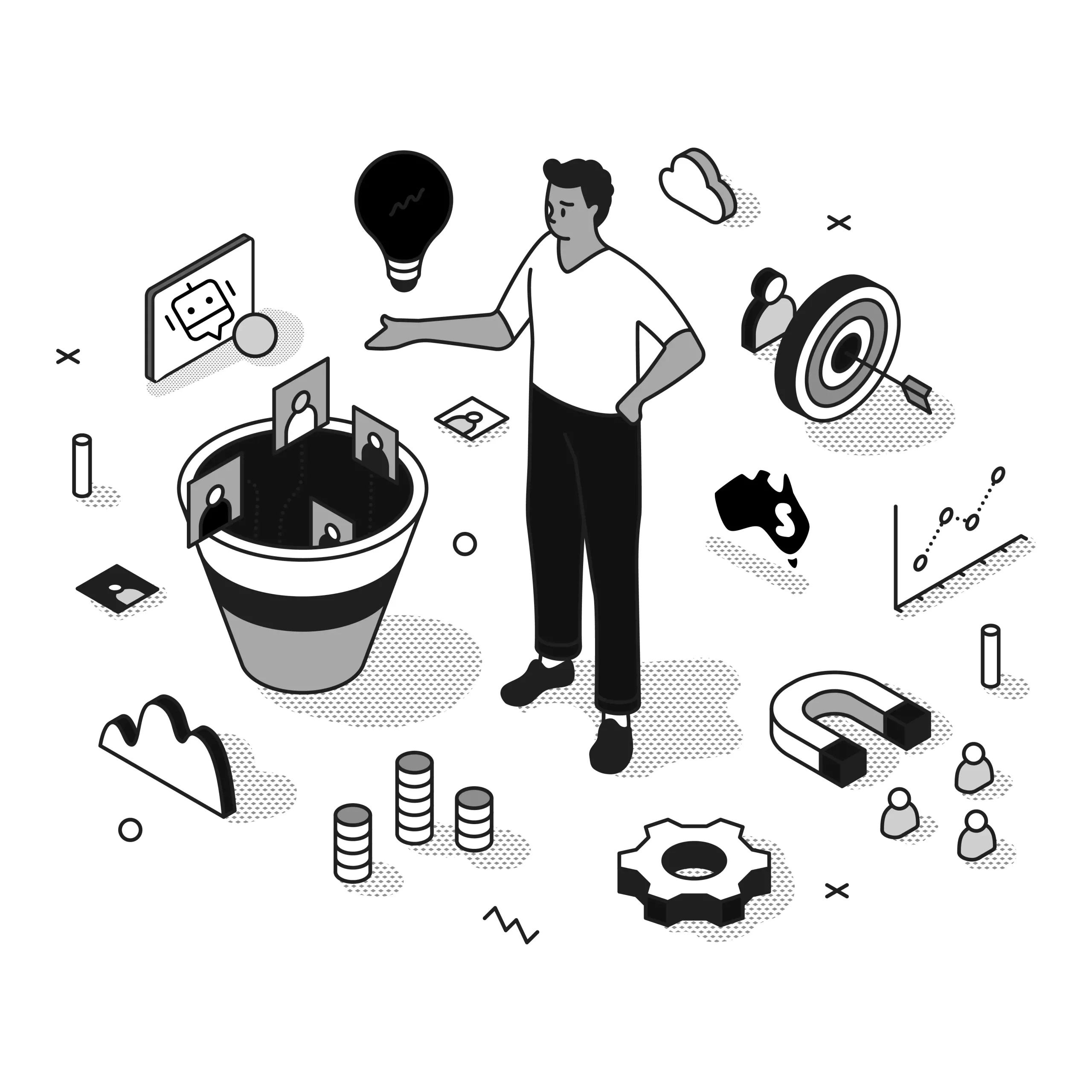 illustration-of ai-helping-sales-team illustration of ai sales enablement