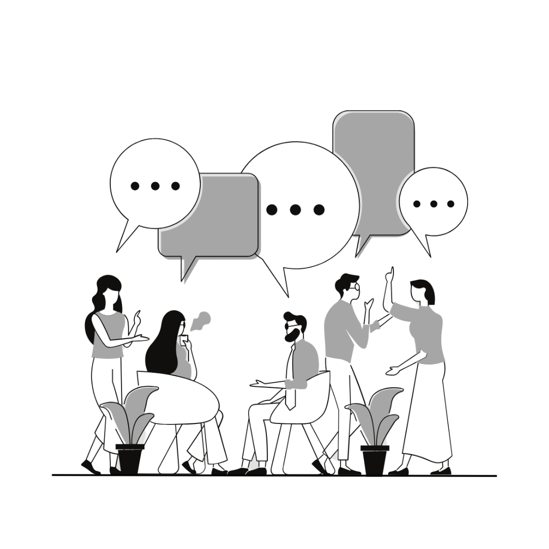 quote management illustration black and white