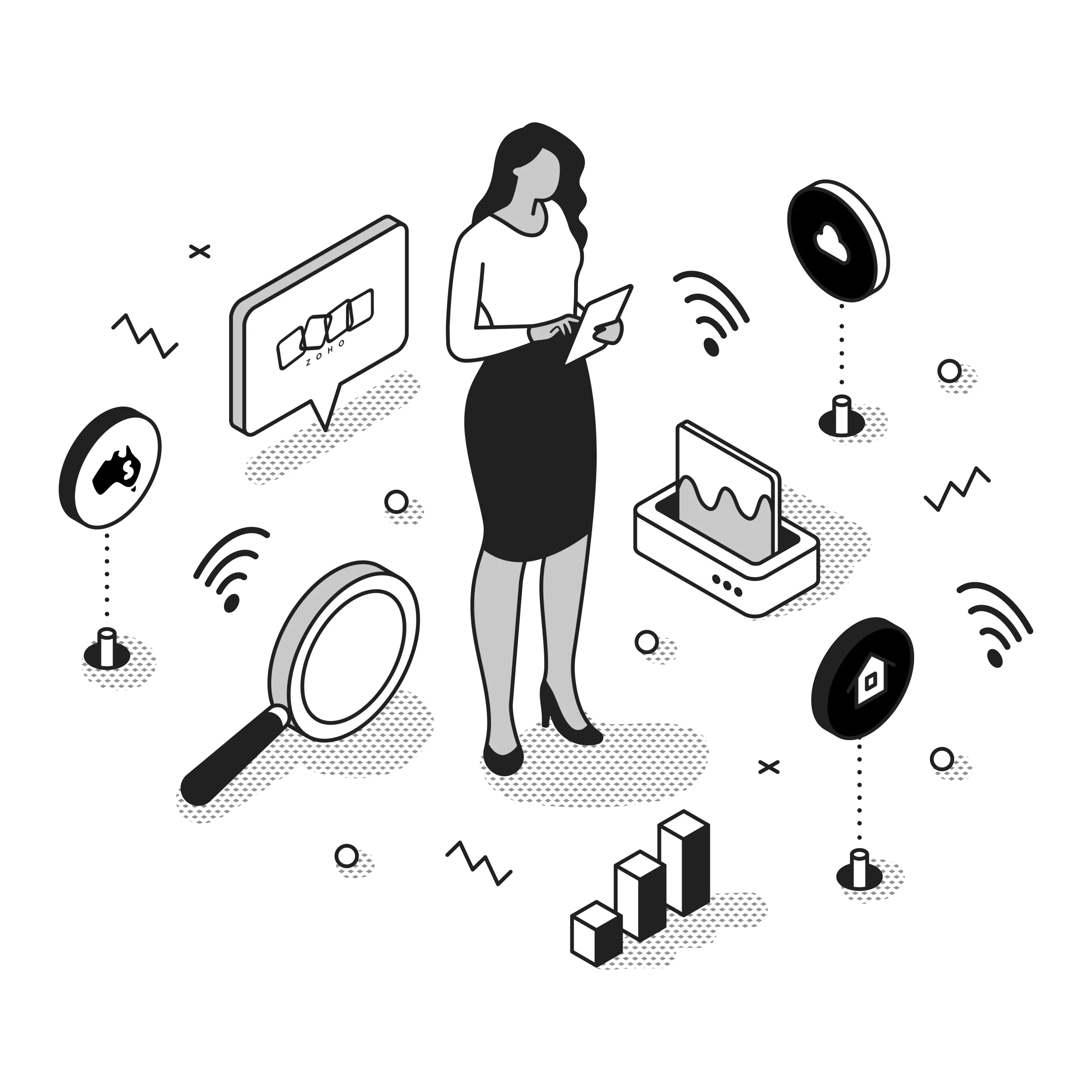 zoho consultant brisbane illustration black and white