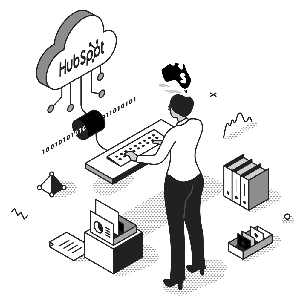 hubspot sydney illustration black and white