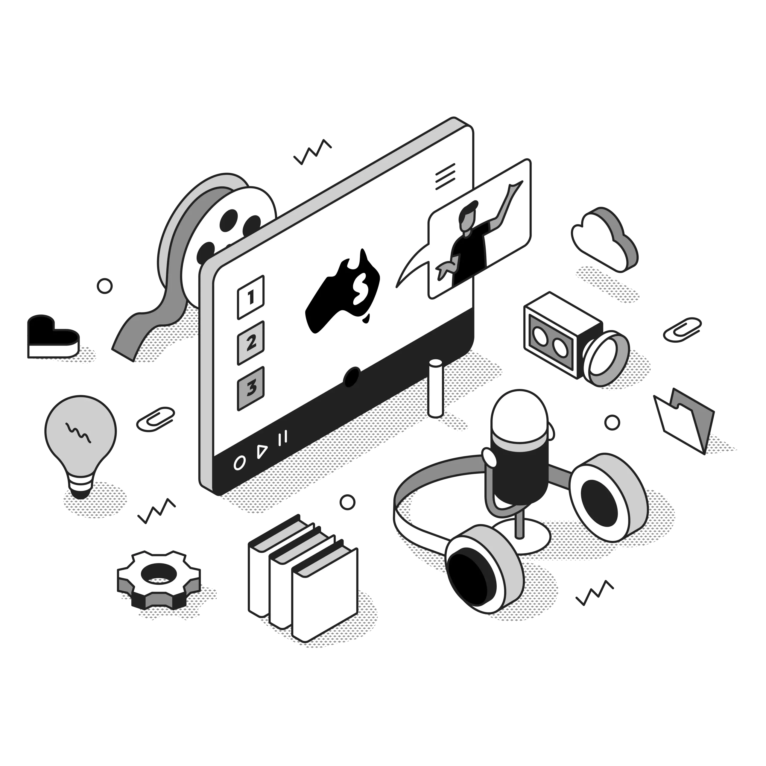 zoho one solution partners illustration black and white