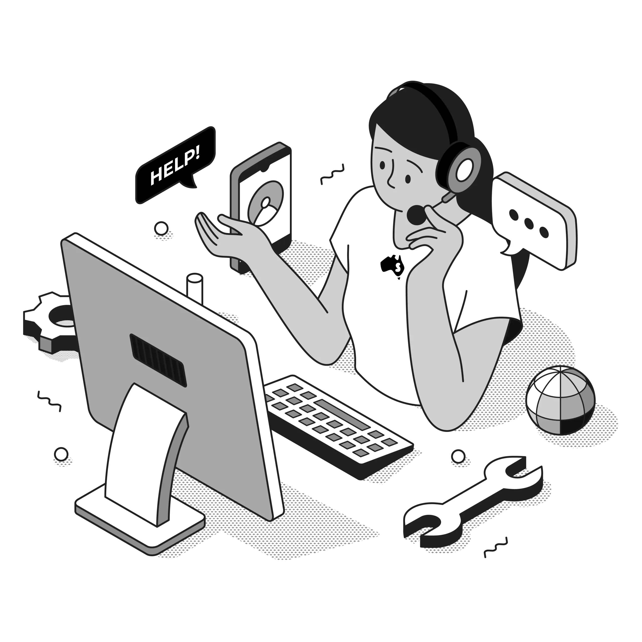 free zoho consultation australia illustration black and white
