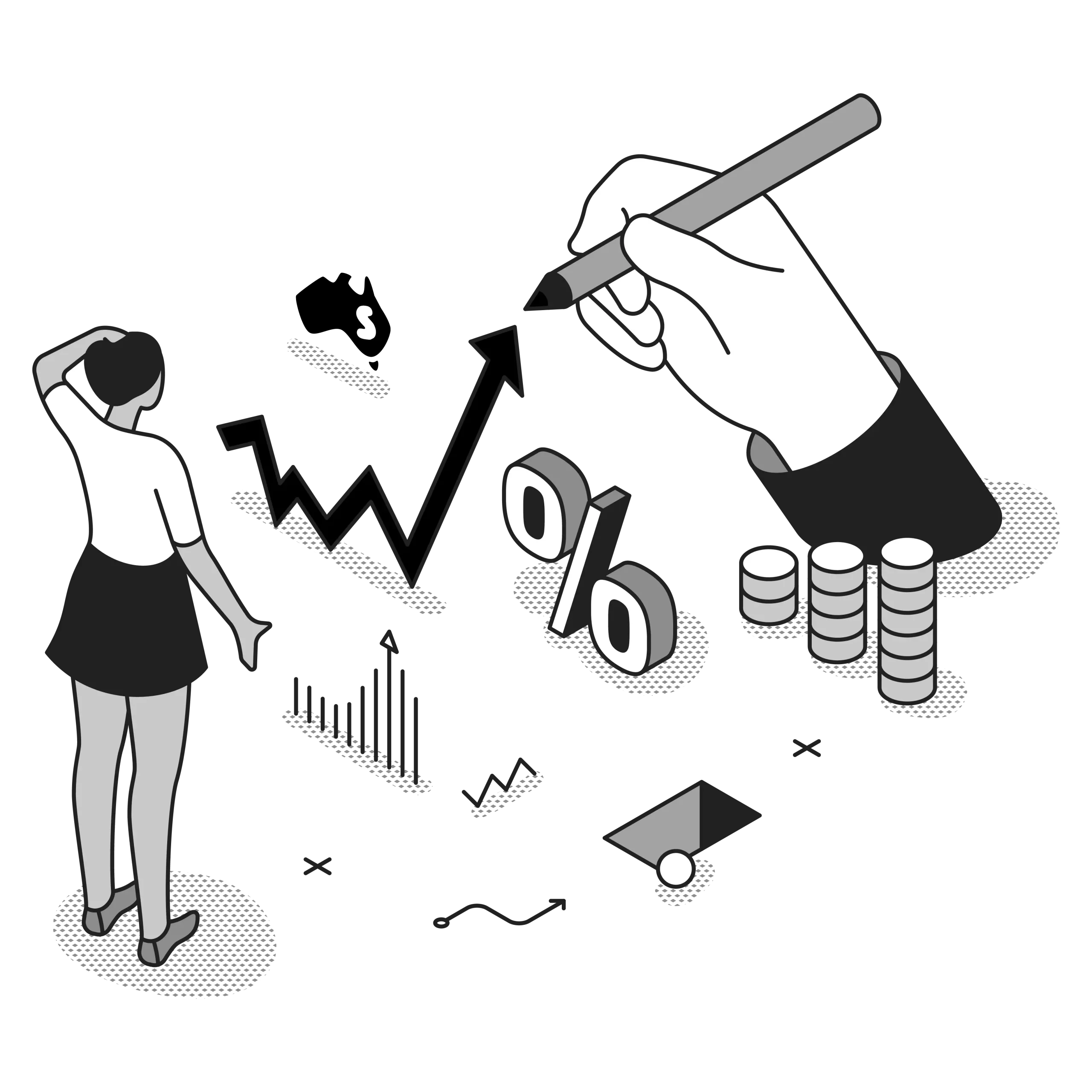 zoho analytics consultant illustration black and white