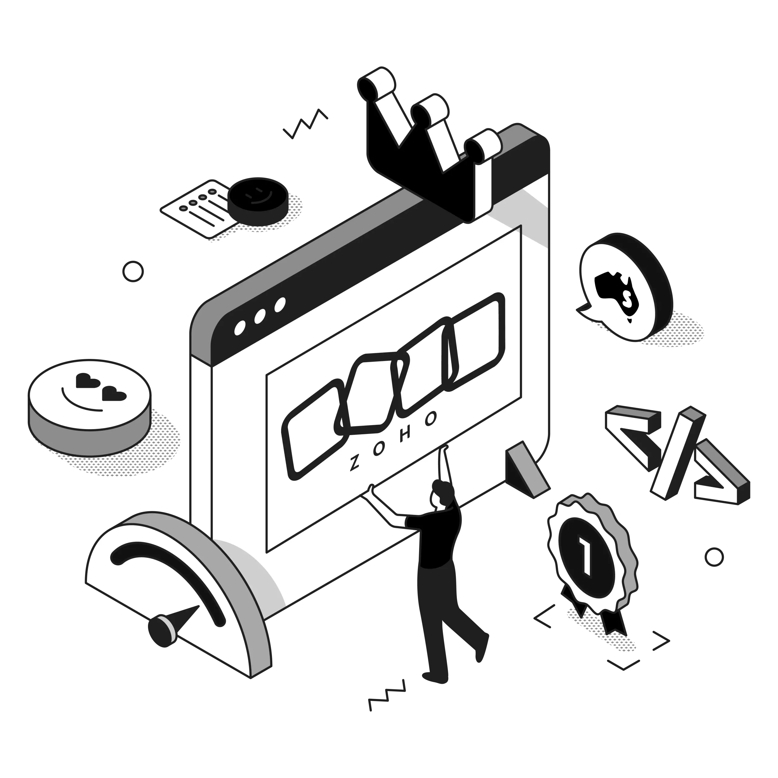 zoho crm specialist illustration black and white