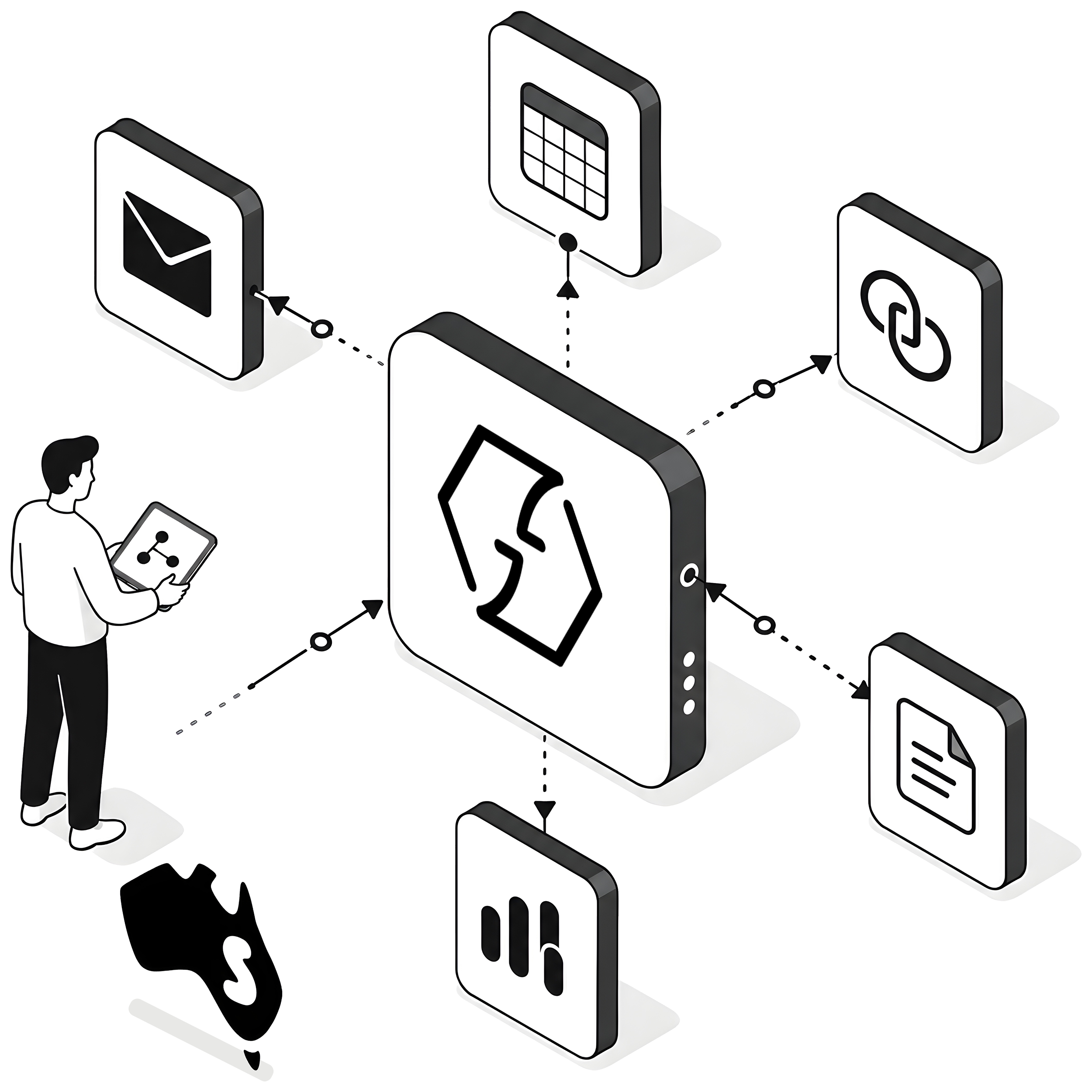 Zoho Flow Consultant Australia Illustration Black and White