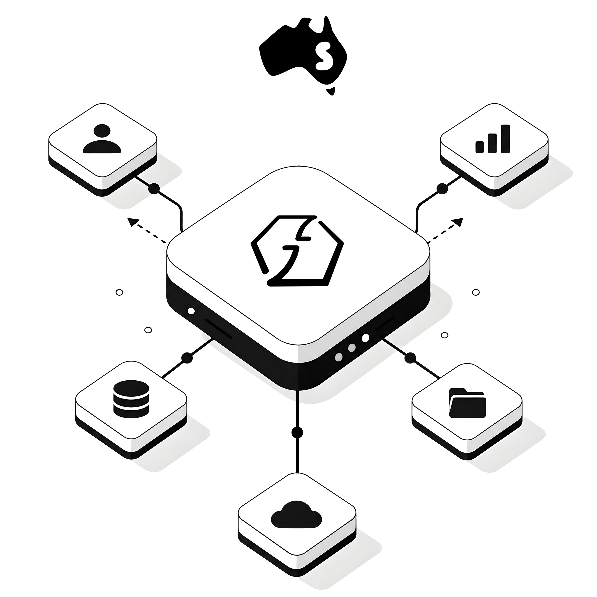 Zoho Flow Consultant Australia Illustration Black and White