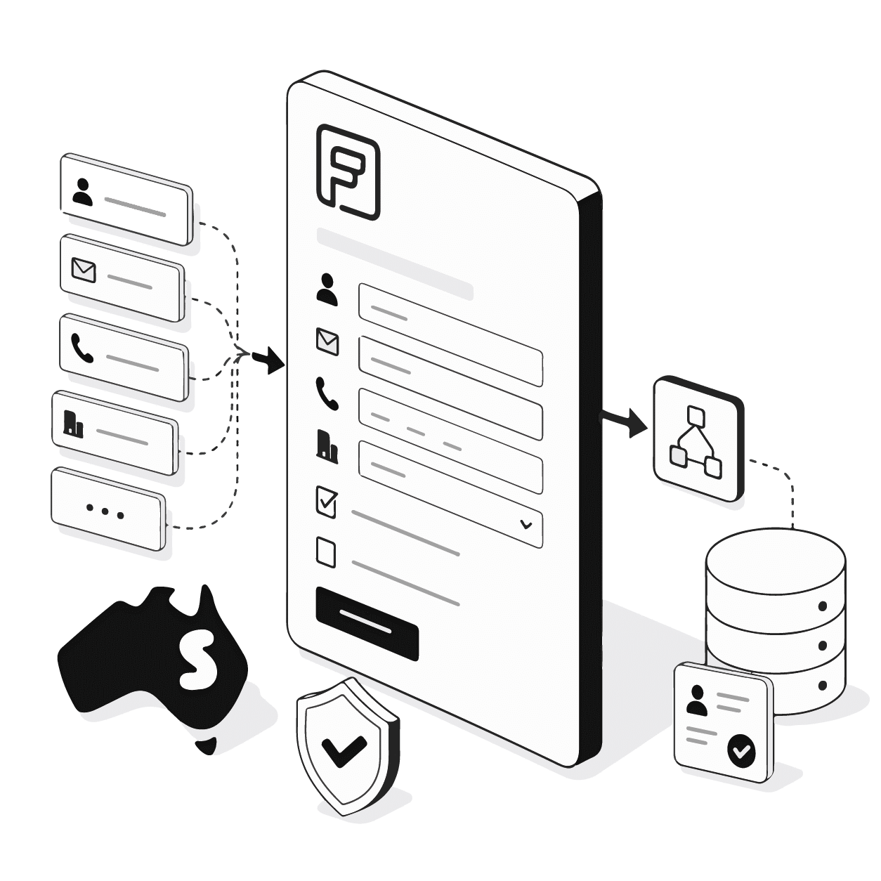 Zoho Forms Setup Australia Illustration Black and White