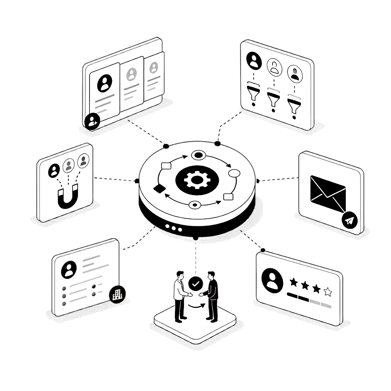 Zoho Marketing Automation Consultant Australia Illustration Black & White